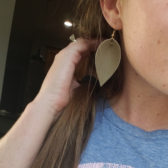 2 Inch | Taupe Petal Earrings - Picture 6 of 6